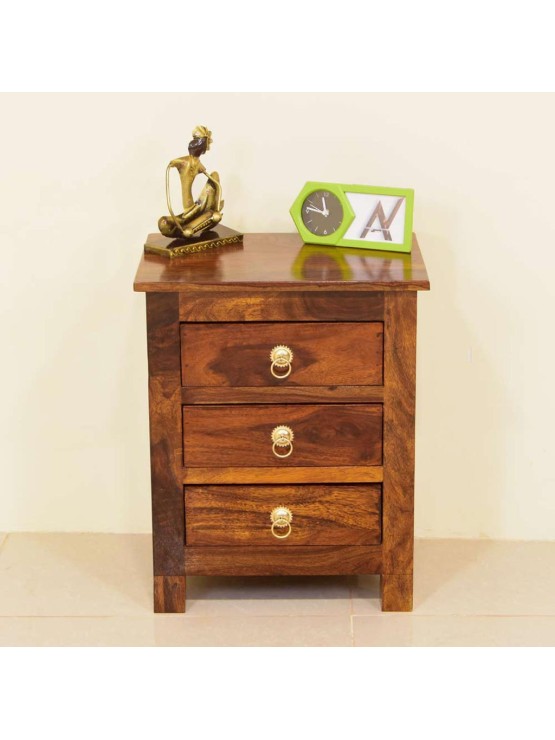 Solid Wooden 3 Drawers Bedside Table