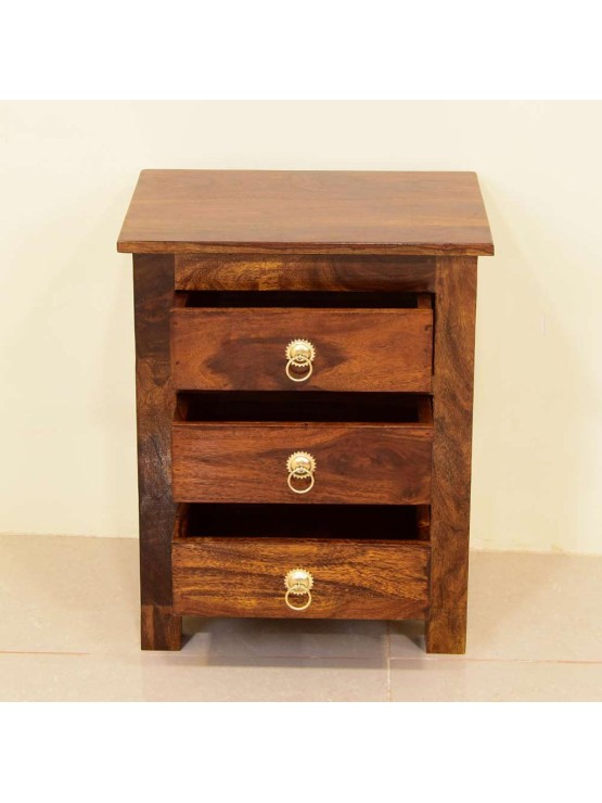 Solid Wooden 3 Drawers Bedside Table