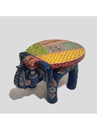 Wooden Mini Elephant Table Elephant Stool Indian Handicraft Hand Painted Home Decor Collectible Indian Decor Handcrafted Art Decor Art