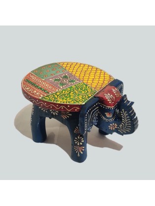 Wooden Mini Elephant Table Elephant Stool Indian Handicraft Hand Painted Home Decor Collectible Indian Decor Handcrafted Art Decor Art