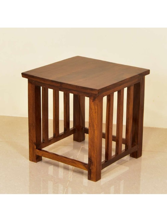Deux wooden Peg Side Table
