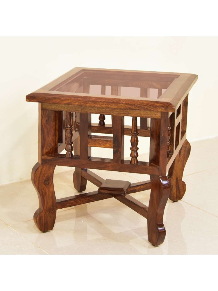 Gibson Solid wood Glass Top Peg Table