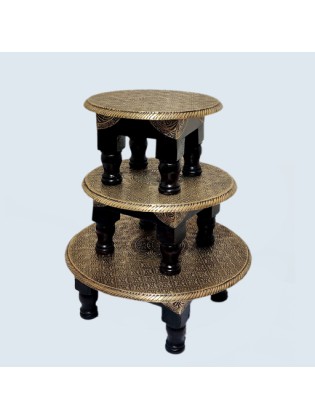 Traditional Pooja Chowki Set for Pooja God Sitting Stool Handmade Brass Chowki Pooja Stool puja Table