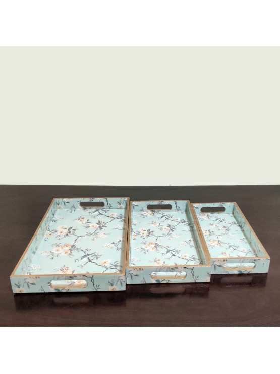 Haru large wooden decoupage serving tray, breakfast Tray, laptop tray and a Christmas gift. set of 3