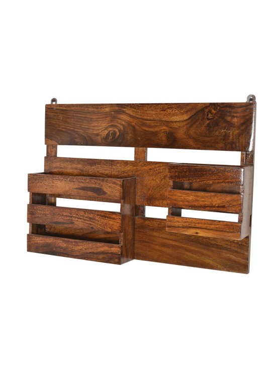 Wooden compact wall shelf