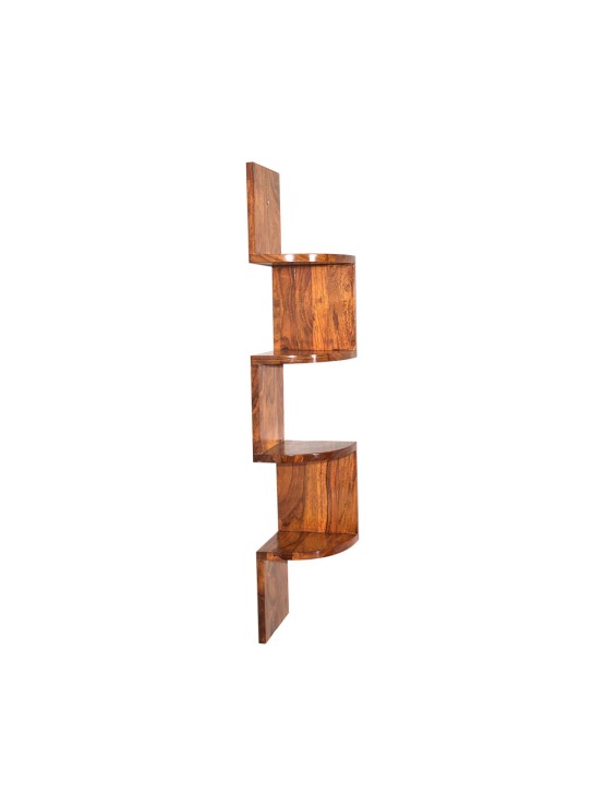 Zig zag 4 tier wooden wall shelf
