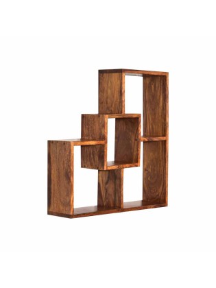 Geometric wooden wall shelf